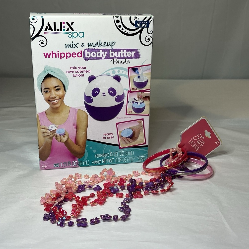 New Alex Spa Body Butter Panda‎ Mix Makeup Kit & Necklace Bracelet Set Girl Gift